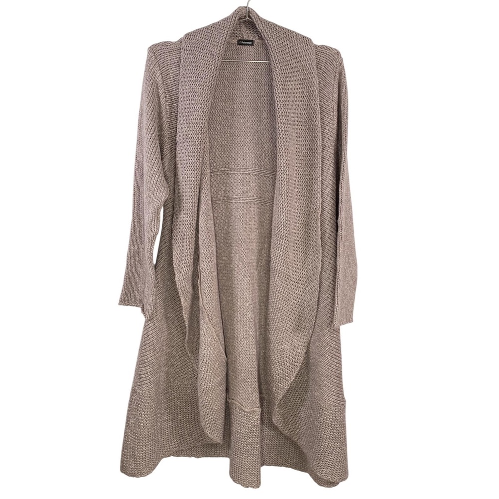 J. Peterman Sweater Womens XL‎ Pink Open Front Shawl Collar Long Cardigan Knit